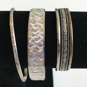 BUNDLE: 6 (SIX) Vintage Silver Tone Bangle Bracelets